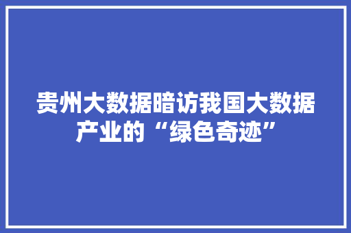 贵州大数据暗访我国大数据产业的“绿色奇迹”  第1张