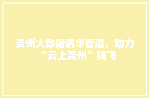 贵州大数据清华智造，助力“云上贵州”腾飞  第1张