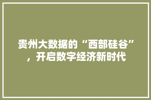 贵州大数据的“西部硅谷”，开启数字经济新时代  第1张