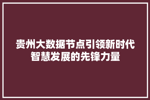 贵州大数据节点引领新时代智慧发展的先锋力量  第1张