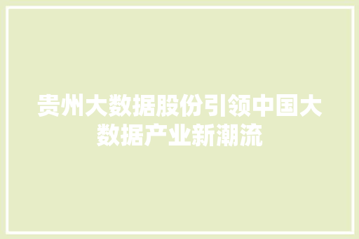 贵州大数据股份引领中国大数据产业新潮流  第1张