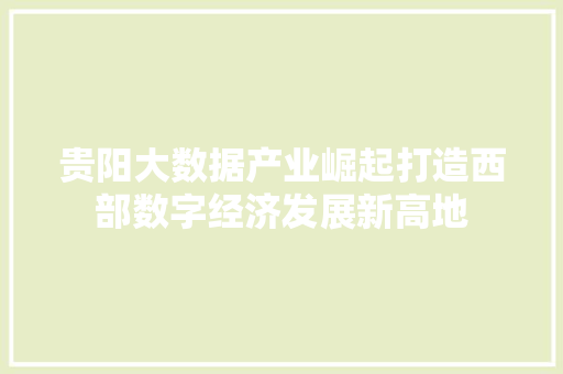 贵阳大数据产业崛起打造西部数字经济发展新高地  第1张