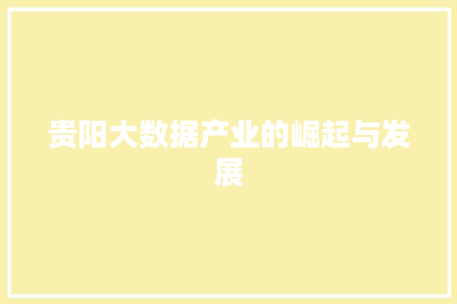贵阳大数据产业的崛起与发展  第1张