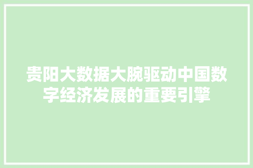 贵阳大数据大腕驱动中国数字经济发展的重要引擎  第1张