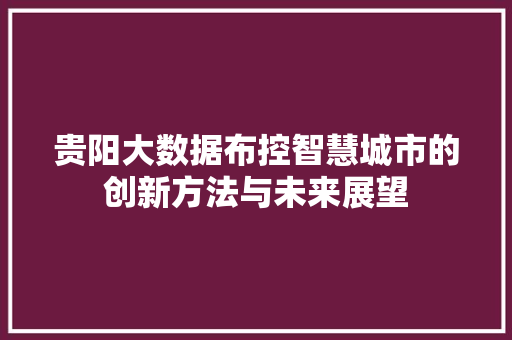 贵阳大数据布控智慧城市的创新方法与未来展望  第1张