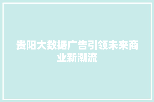贵阳大数据广告引领未来商业新潮流  第1张