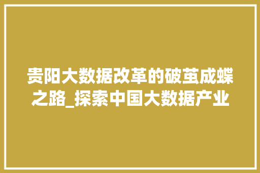 贵阳大数据改革的破茧成蝶之路_探索中国大数据产业的未来方向  第1张
