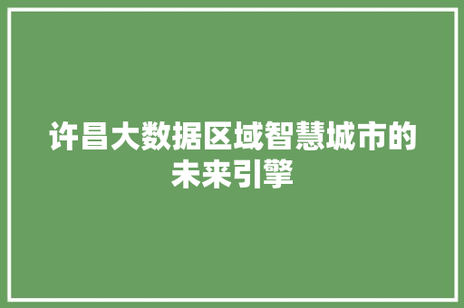 许昌大数据区域智慧城市的未来引擎