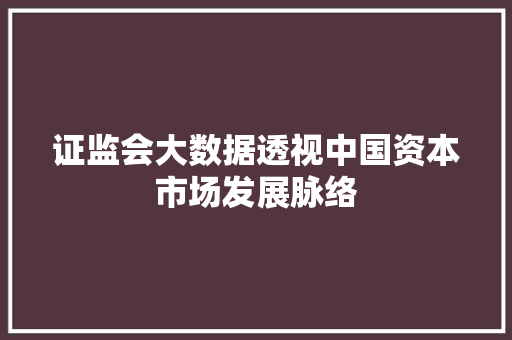 证监会大数据透视中国资本市场发展脉络  第1张