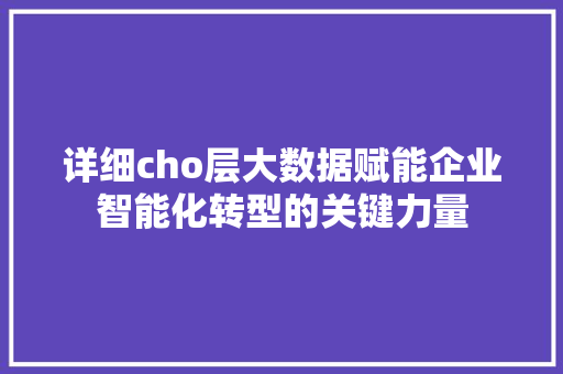 详细cho层大数据赋能企业智能化转型的关键力量  第1张