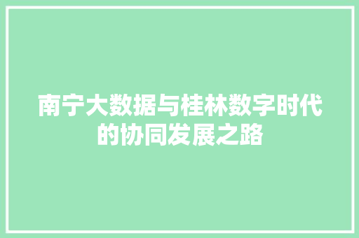 南宁大数据与桂林数字时代的协同发展之路  第1张
