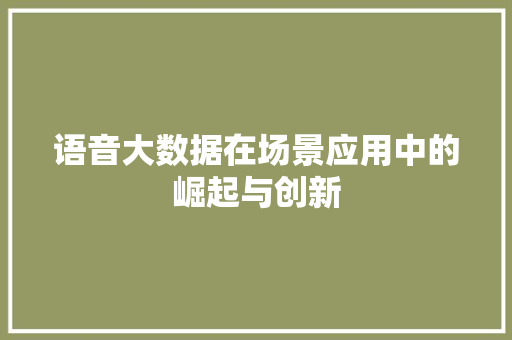语音大数据在场景应用中的崛起与创新  第1张