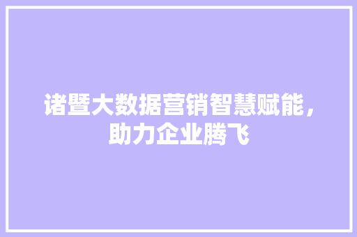 诸暨大数据营销智慧赋能，助力企业腾飞  第1张
