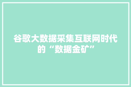 谷歌大数据采集互联网时代的“数据金矿”  第1张