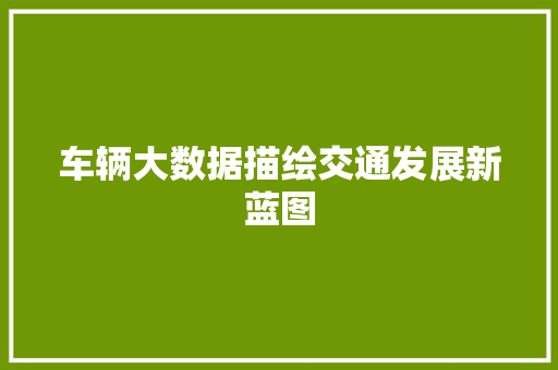 车辆大数据描绘交通发展新蓝图  第1张