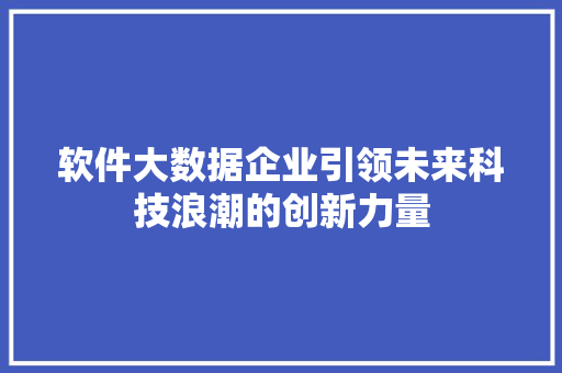 软件大数据企业引领未来科技浪潮的创新力量  第1张