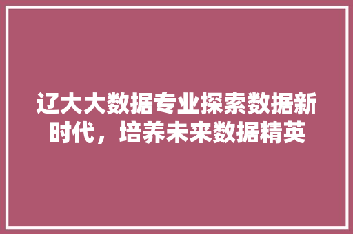 辽大大数据专业探索数据新时代，培养未来数据精英  第1张