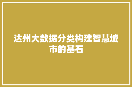 达州大数据分类构建智慧城市的基石  第1张