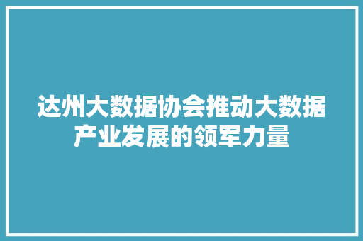 达州大数据协会推动大数据产业发展的领军力量  第1张