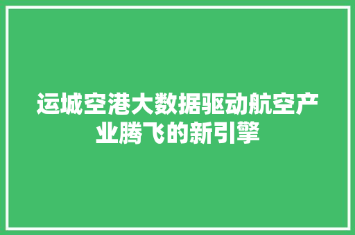 运城空港大数据驱动航空产业腾飞的新引擎