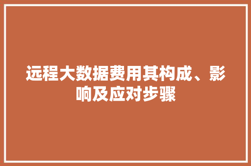 远程大数据费用其构成、影响及应对步骤