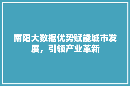 南阳大数据优势赋能城市发展，引领产业革新  第1张