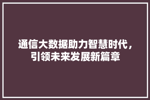 通信大数据助力智慧时代，引领未来发展新篇章  第1张