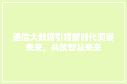 通信大数据引领新时代洞察未来，共筑智慧未来  第1张