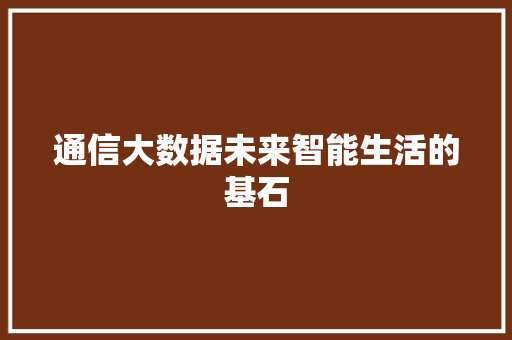 通信大数据未来智能生活的基石  第1张