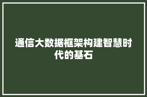 通信大数据框架构建智慧时代的基石  第1张