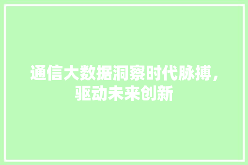 通信大数据洞察时代脉搏，驱动未来创新  第1张