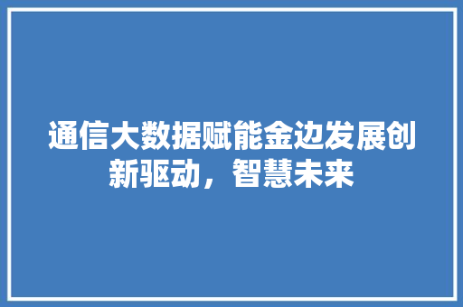 通信大数据赋能金边发展创新驱动，智慧未来
