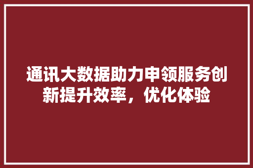 通讯大数据助力申领服务创新提升效率，优化体验  第1张