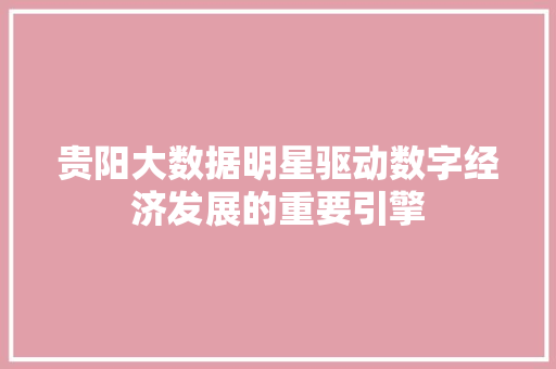贵阳大数据明星驱动数字经济发展的重要引擎  第1张