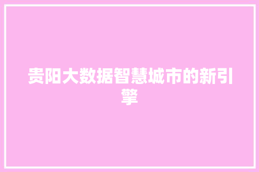 贵阳大数据智慧城市的新引擎  第1张