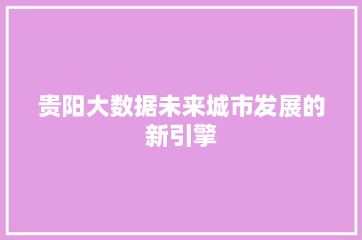 贵阳大数据未来城市发展的新引擎  第1张