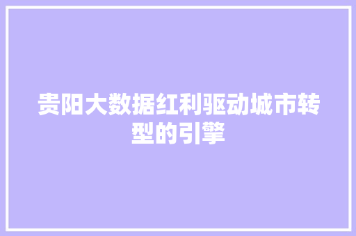 贵阳大数据红利驱动城市转型的引擎  第1张