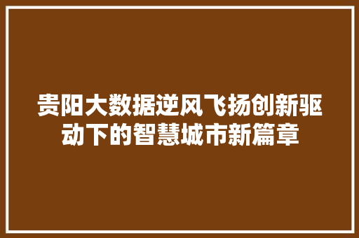 贵阳大数据逆风飞扬创新驱动下的智慧城市新篇章  第1张