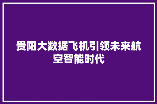 贵阳大数据飞机引领未来航空智能时代  第1张