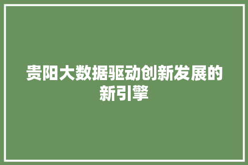 贵阳大数据驱动创新发展的新引擎  第1张