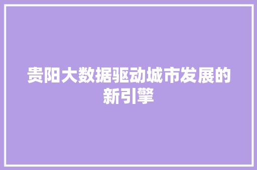 贵阳大数据驱动城市发展的新引擎  第1张