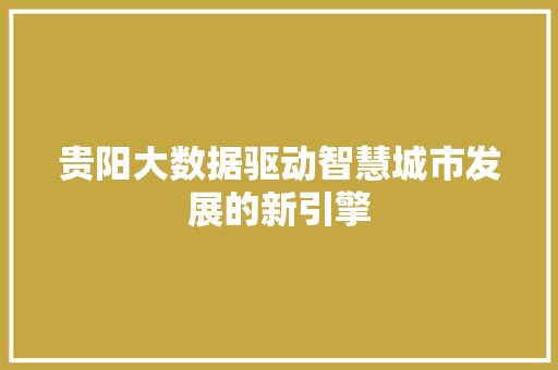 贵阳大数据驱动智慧城市发展的新引擎  第1张