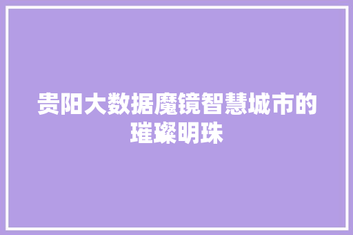 贵阳大数据魔镜智慧城市的璀璨明珠  第1张
