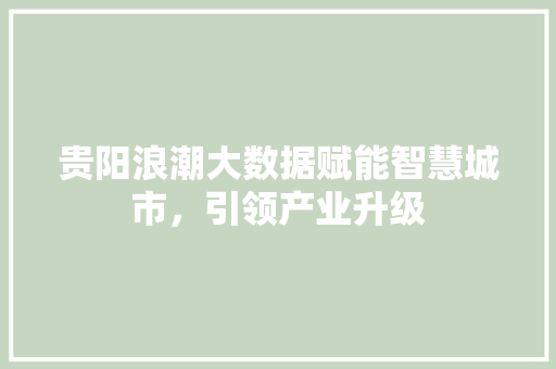 贵阳浪潮大数据赋能智慧城市，引领产业升级  第1张