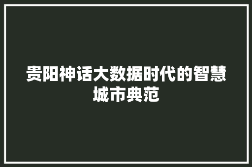 贵阳神话大数据时代的智慧城市典范  第1张