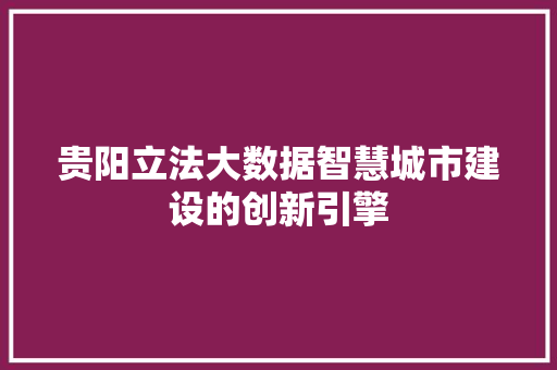 贵阳立法大数据智慧城市建设的创新引擎  第1张
