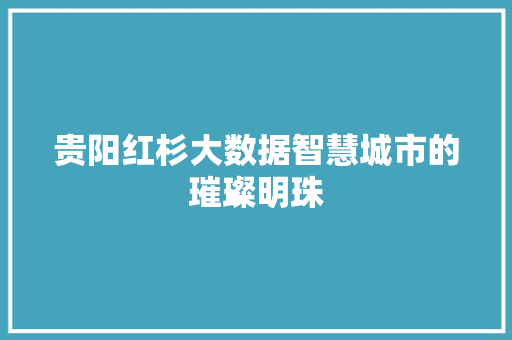 贵阳红杉大数据智慧城市的璀璨明珠