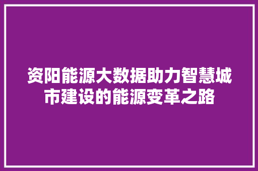 资阳能源大数据助力智慧城市建设的能源变革之路