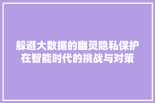 躲避大数据的幽灵隐私保护在智能时代的挑战与对策