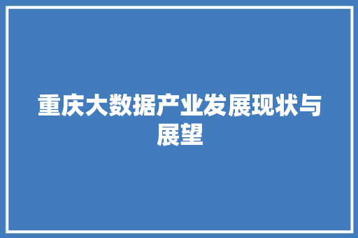 重庆大数据产业发展现状与展望  第1张